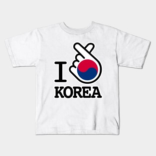 south korea flag with finger heart, kpop love sign gift Kids T-Shirt